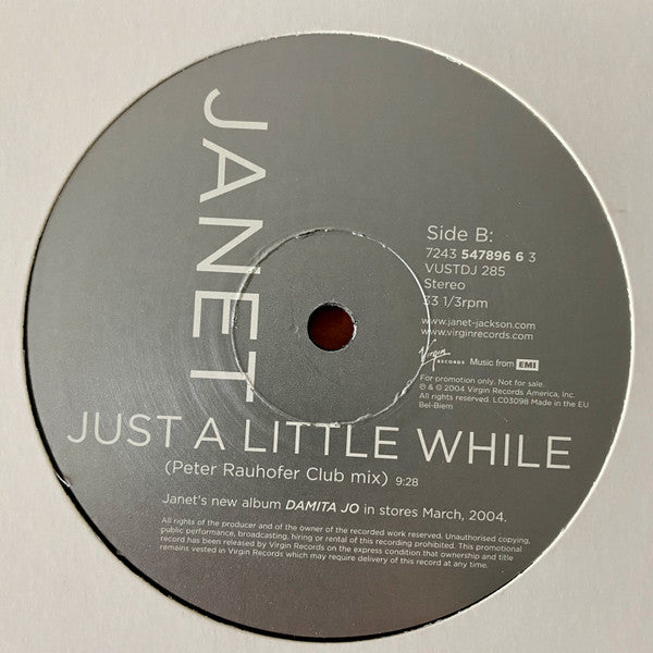 Janet Jackson : Just A Little While (The Remixes) (12", Promo)