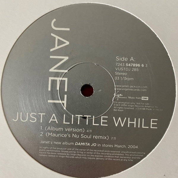 Janet Jackson : Just A Little While (The Remixes) (12", Promo)