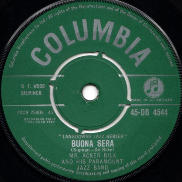 Mr. Acker Bilk And His Paramount Jazz Band* : Buona Sera (7", Single)