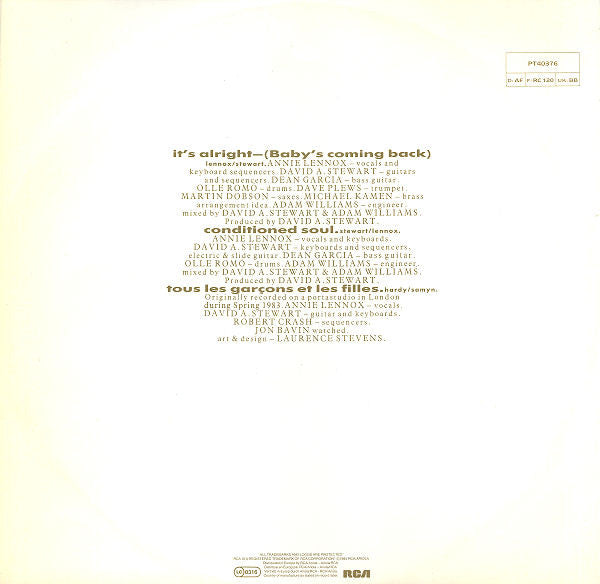 Eurythmics : It's Alright (Baby's Coming Back) (12")