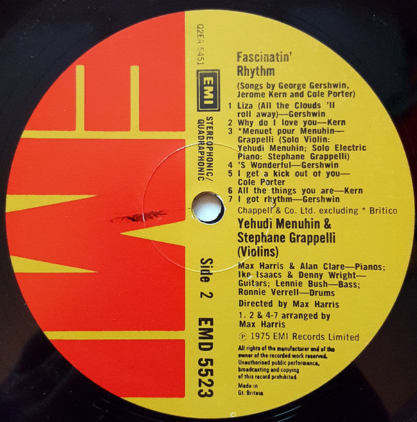 Yehudi Menuhin & Stéphane Grappelli : Fascinatin' Rhythm (LP, Album, Quad, Gat)