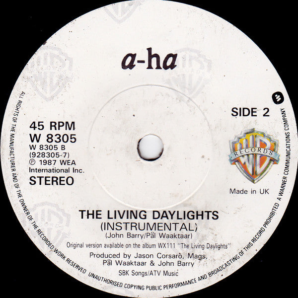 a-ha : The Living Daylights (7", Single, Pap)