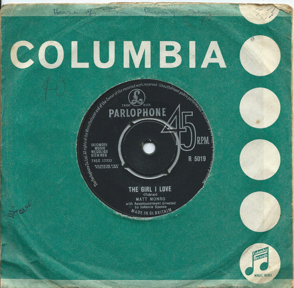 Matt Monro : The Girl I Love (7", Single)