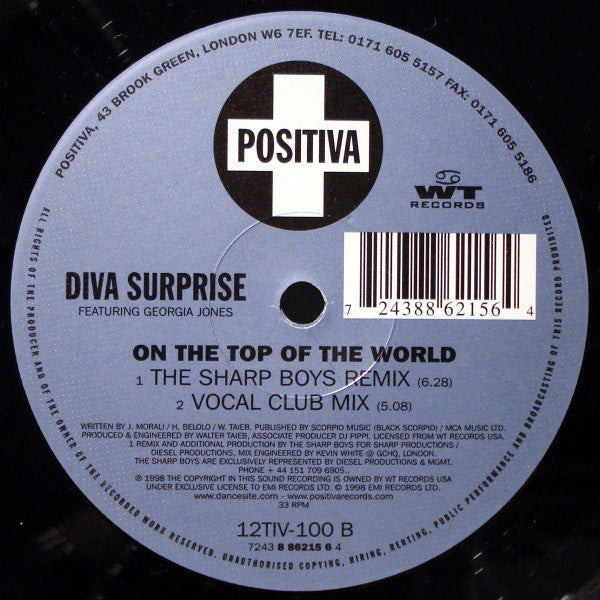 Diva Surprise Featuring Georgia Jones : On The Top Of The World (12")
