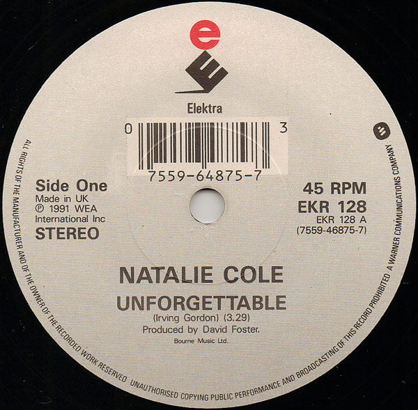 Natalie Cole With Nat King Cole : Unforgettable (7", Single)