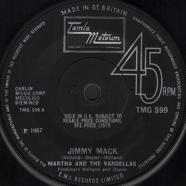 Martha Reeves & The Vandellas : Jimmy Mack (7", Single, Sol)