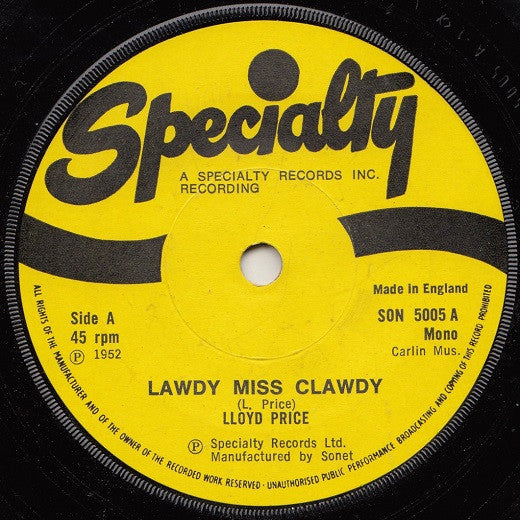 Lloyd Price : Lawdy Miss Clawdy (7", Single)