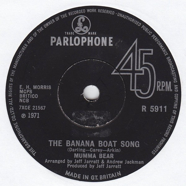 Mumma Bear : The Banana Boat Song (7")