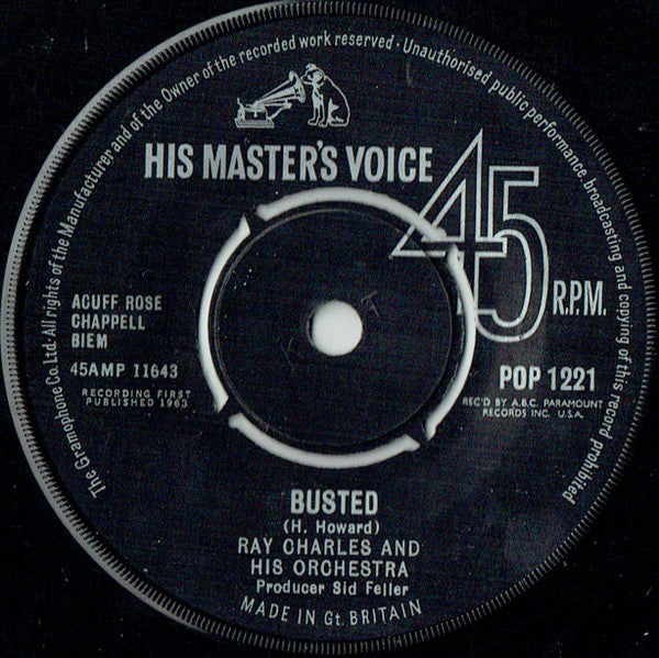 Ray Charles And His Orchestra / Ray Charles : Busted / Making Believe (7", Single)