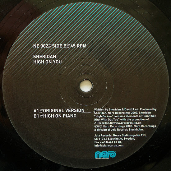 Sheridan : High On You (12")