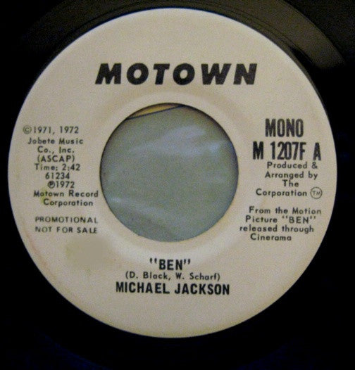 Michael Jackson : Ben (7", Single, Mono, Promo)