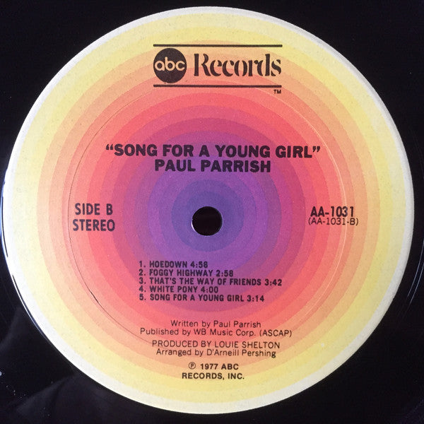 Paul Parrish : Song For A Young Girl (LP, Album, San)
