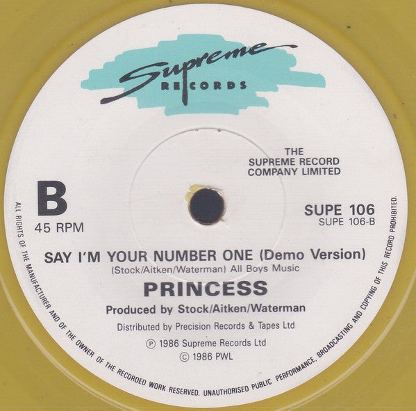 Princess : Tell Me Tomorrow (7", Single, Ltd, Yel)