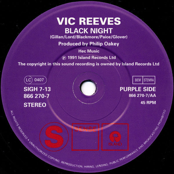 Vic Reeves : Abide With Me / Black Night (7", Single)