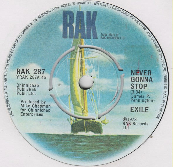 Exile (7) : Never Gonna Stop (7", Single)