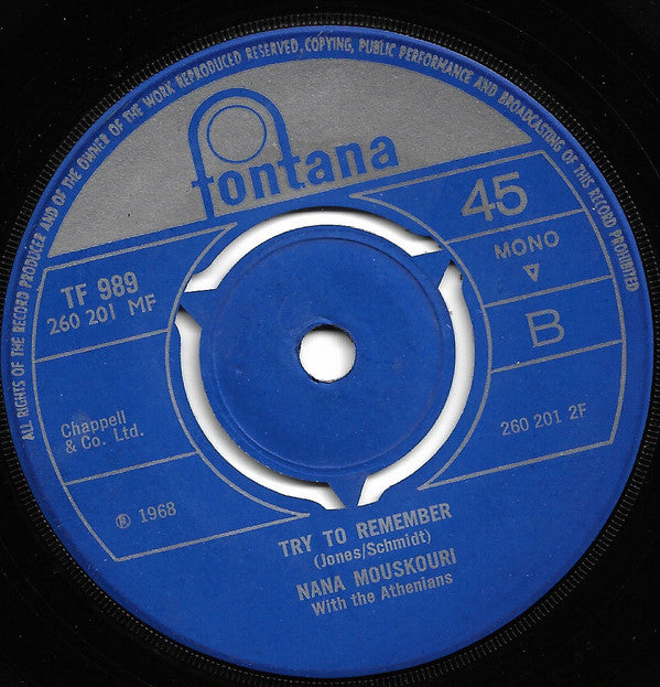 Nana Mouskouri With Les Athéniens : My Friend The Sea (7", Single, Mono)