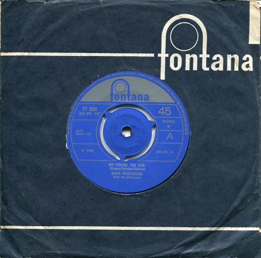 Nana Mouskouri With Les Athéniens : My Friend The Sea (7", Single, Mono)