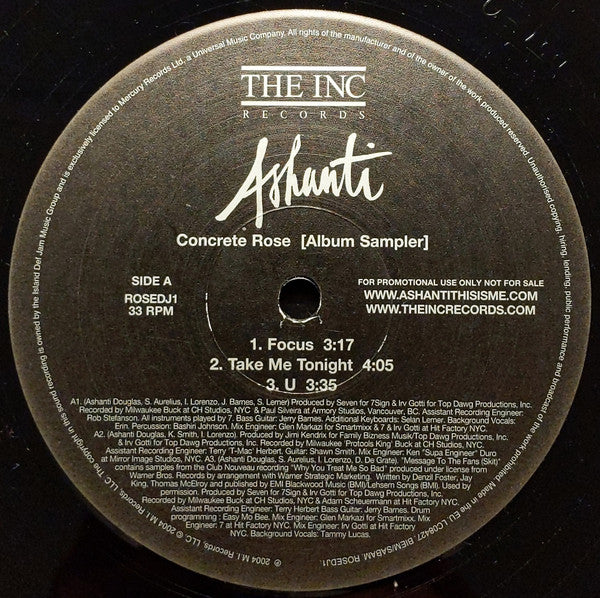 Ashanti : Concrete Rose (Album Sampler) (12", Promo, Smplr)