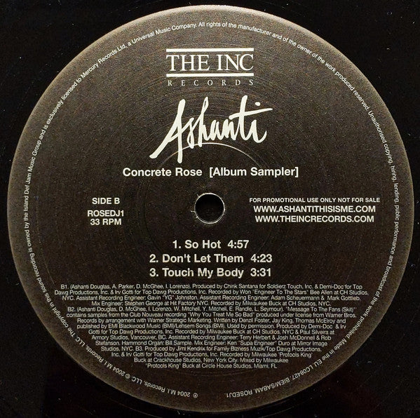 Ashanti : Concrete Rose (Album Sampler) (12", Promo, Smplr)
