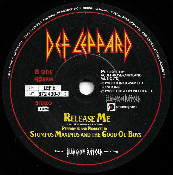 Def Leppard : Rocket (7", Single, Pap)