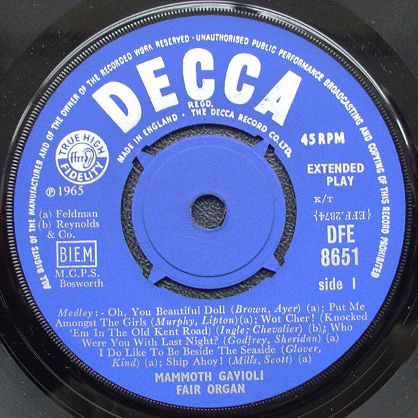 Mammoth Gavioli Fair Organ : All The Fun Of The Fair (7", EP, Mono)