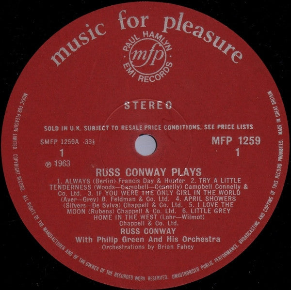 Russ Conway : Plays (LP, Album)