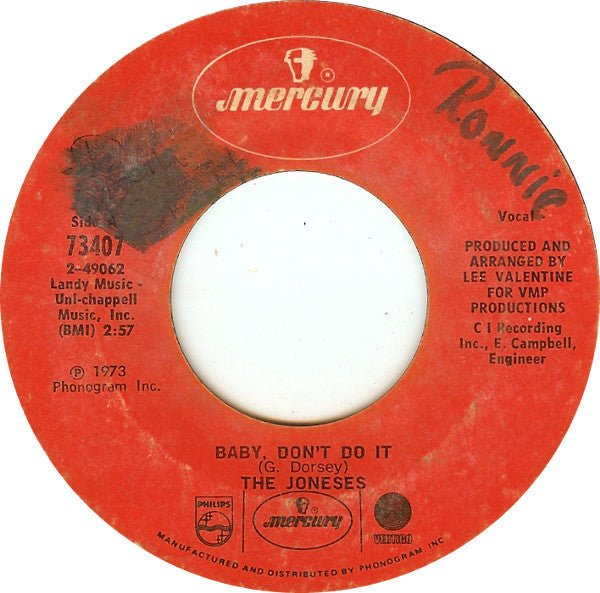 The Joneses : Baby, Don't Do It (7")
