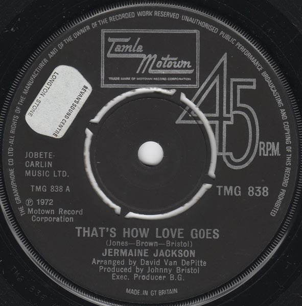 Jermaine Jackson : That's How Love Goes (7", Single)