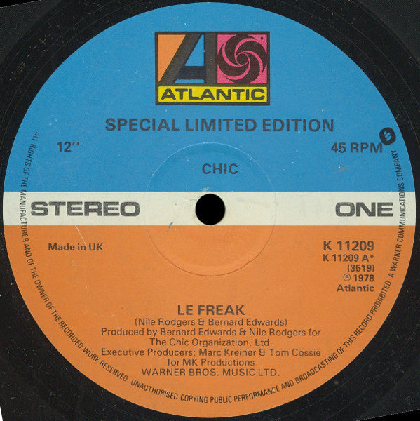 Chic : Le Freak (12", Single, Ltd, S/Edition, Blu)