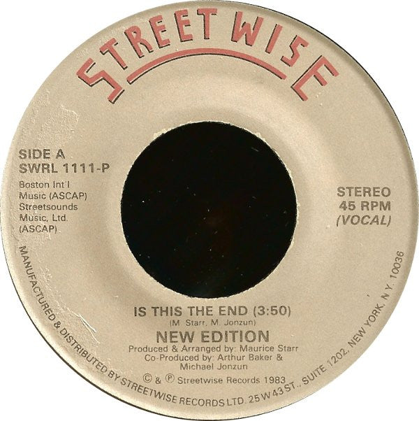 New Edition : Is This The End (7")
