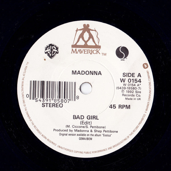 Madonna : Bad Girl (7", Single, Pap)