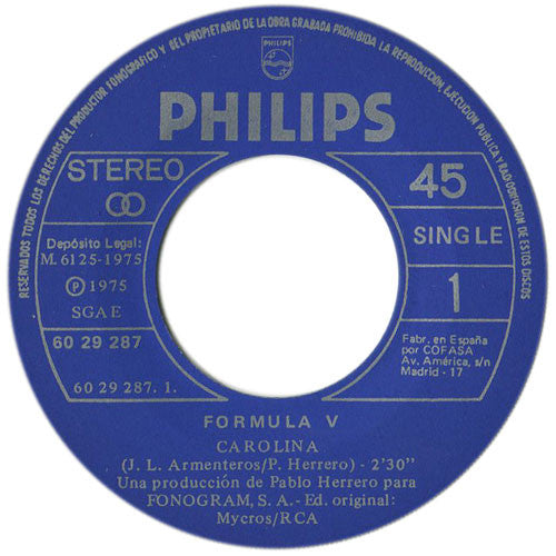 Formula V (2) : Carolina / Busca La Luz (7", Single)