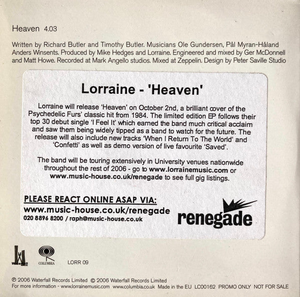 Lorraine : Heaven (CDr, Single, Promo)