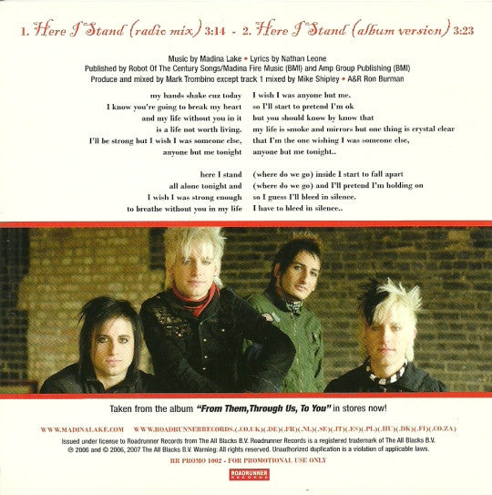 Madina Lake : Here I Stand (CD, Single, Promo)
