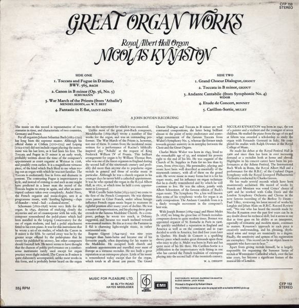 Nicolas Kynaston : Great Organ Works (LP, RE)