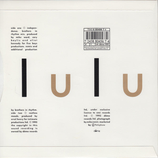 Lulu : Independence - Brothers In Rhythm Mix (7", Single, Sil)