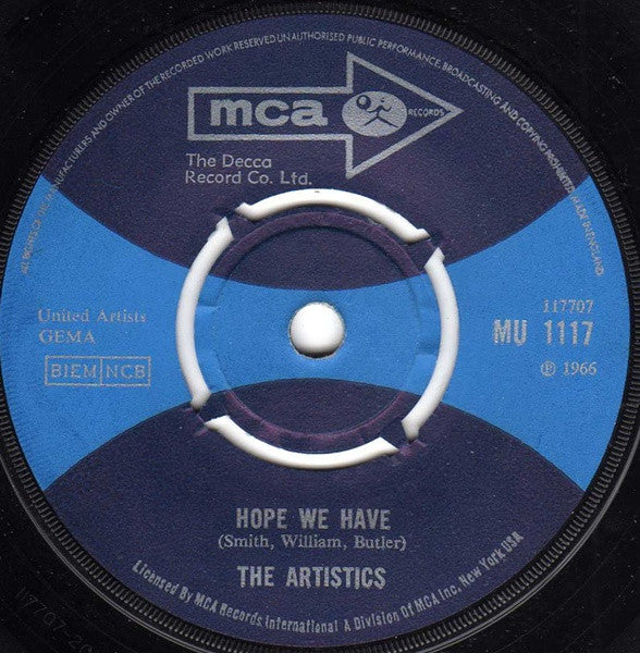 The Artistics : I'm Gonna Miss You / Hope We Have (7", Single, RE)