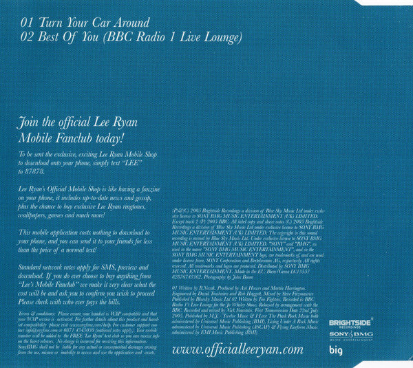 Lee Ryan : Turn Your Car Around (CD, Single)