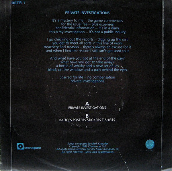 Dire Straits : Private Investigations (7", Single, Sil)