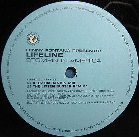 Lenny Fontana Presents Lifeline : Stompin In America (Original / Kyodai Remixes) (12")