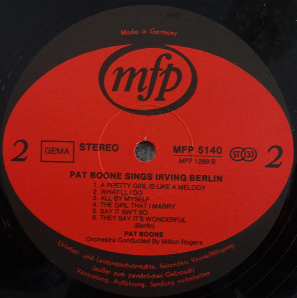 Pat Boone : Pat Boone Sings Irving Berlin (LP, Album, RE)