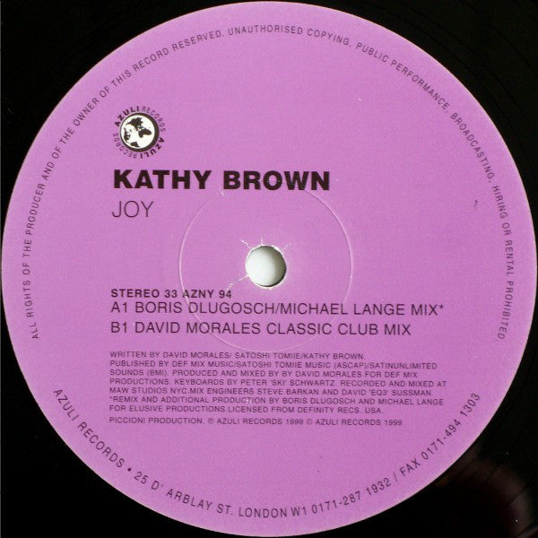Kathy Brown : Joy (Boris Dlugosch / David Morales Mixes) (12")