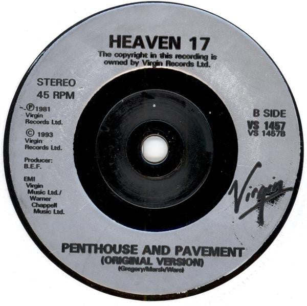 Heaven 17 : Penthouse And Pavement (The Tommy D Remix) (7", Single)