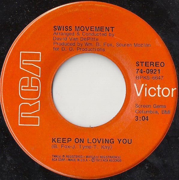 Swiss Movement : Keep On Loving You / Take Me Back Again (7", Single)