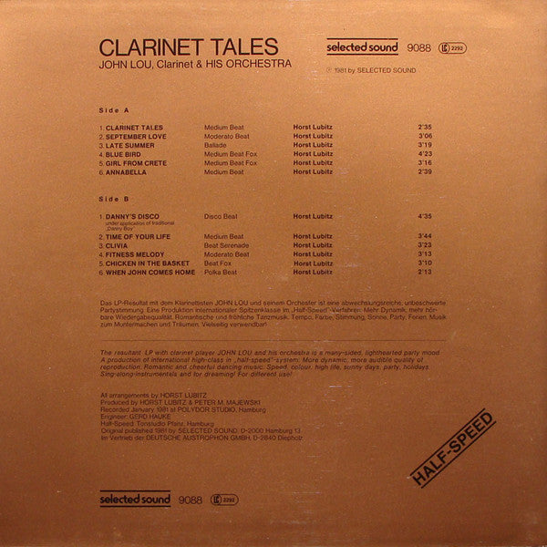 John Lou & His Orchestra : Clarinet Tales (LP)