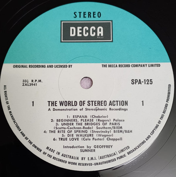 Various : The World Of Stereo Action (LP, Comp, RE)