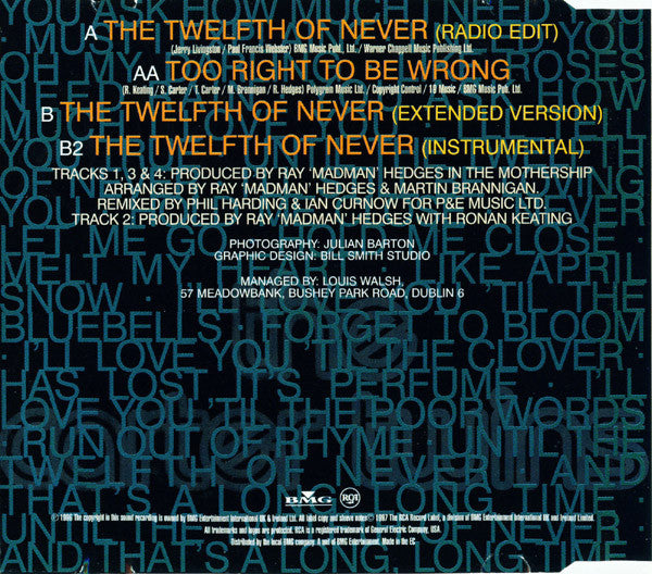 The Carter Twins : The Twelfth Of Never / Too Right To Be Wrong (CD, Maxi)