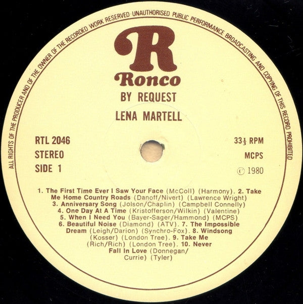 Lena Martell : By Request (LP, Comp)