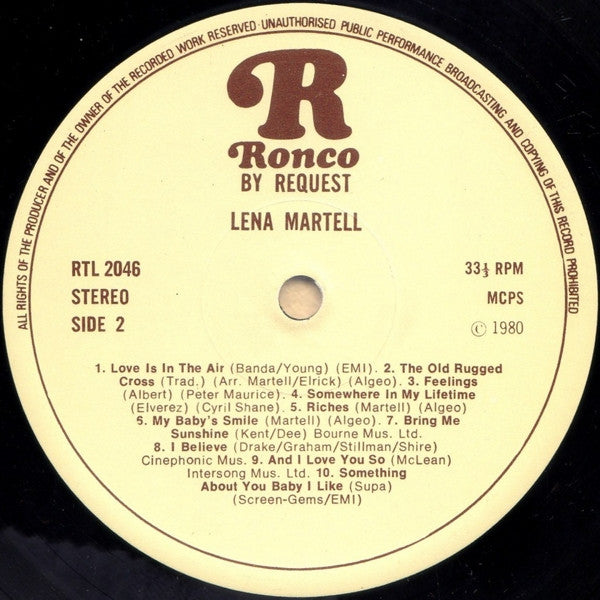 Lena Martell : By Request (LP, Comp)