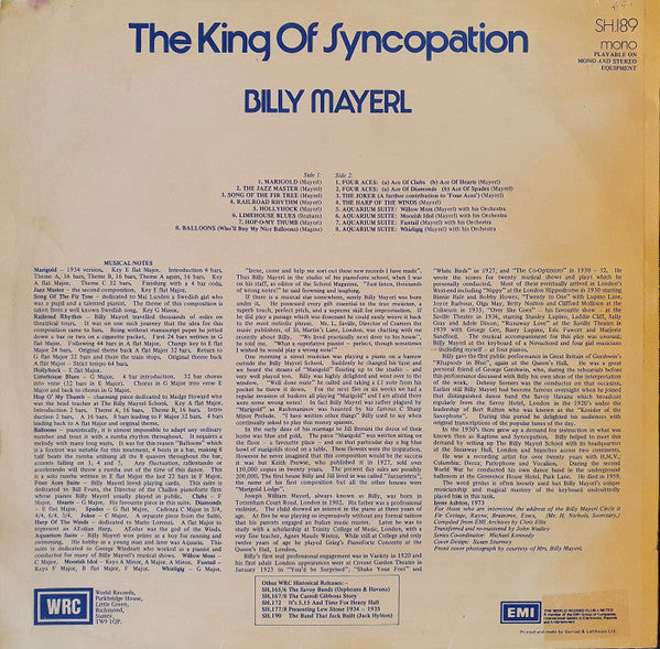 Billy Mayerl : The King Of Syncopation (LP, Comp, Mono)